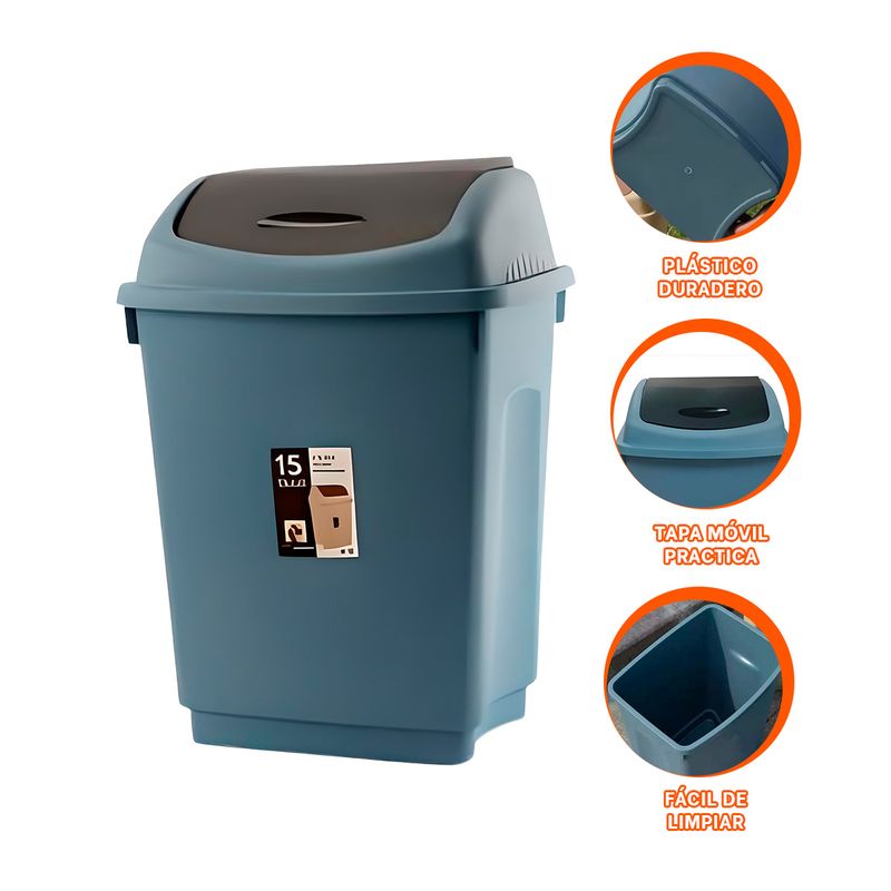 GENERICO - Pack4 Bote con Vaiven para Oficina en Azul Y+Regalo Stickers