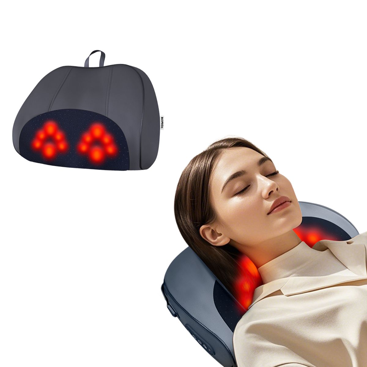 BOMIDI - Almohada Masajeadora Inalámbrica Bomidi MP1 PRO Azul  Gris - 3D Recargable