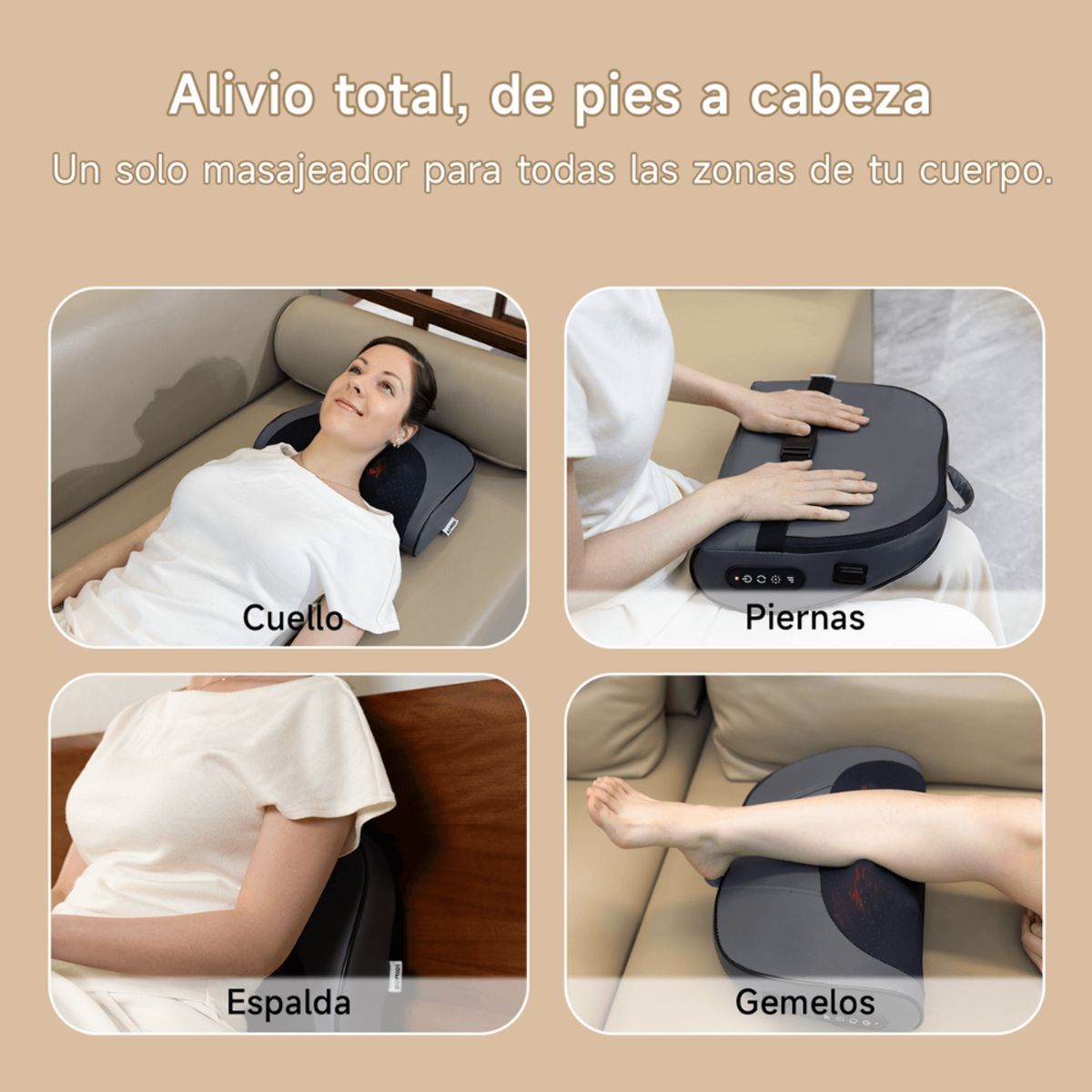 BOMIDI - Almohada Masajeadora Inalámbrica Bomidi MP1 PRO Azul  Gris - 3D Recargable