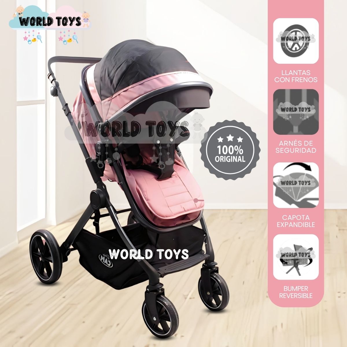 BABY - Coche Moisés Travel System «NEW LONDRES» Pink
