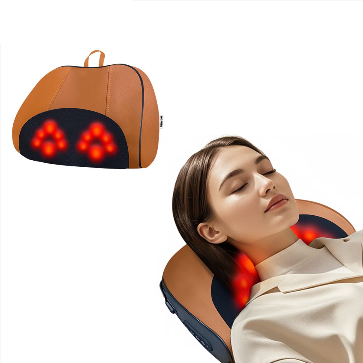 BOMIDI - Almohada Masajeadora Inalámbrica Bomidi Naranja MP1 PRO 3D Recargáble