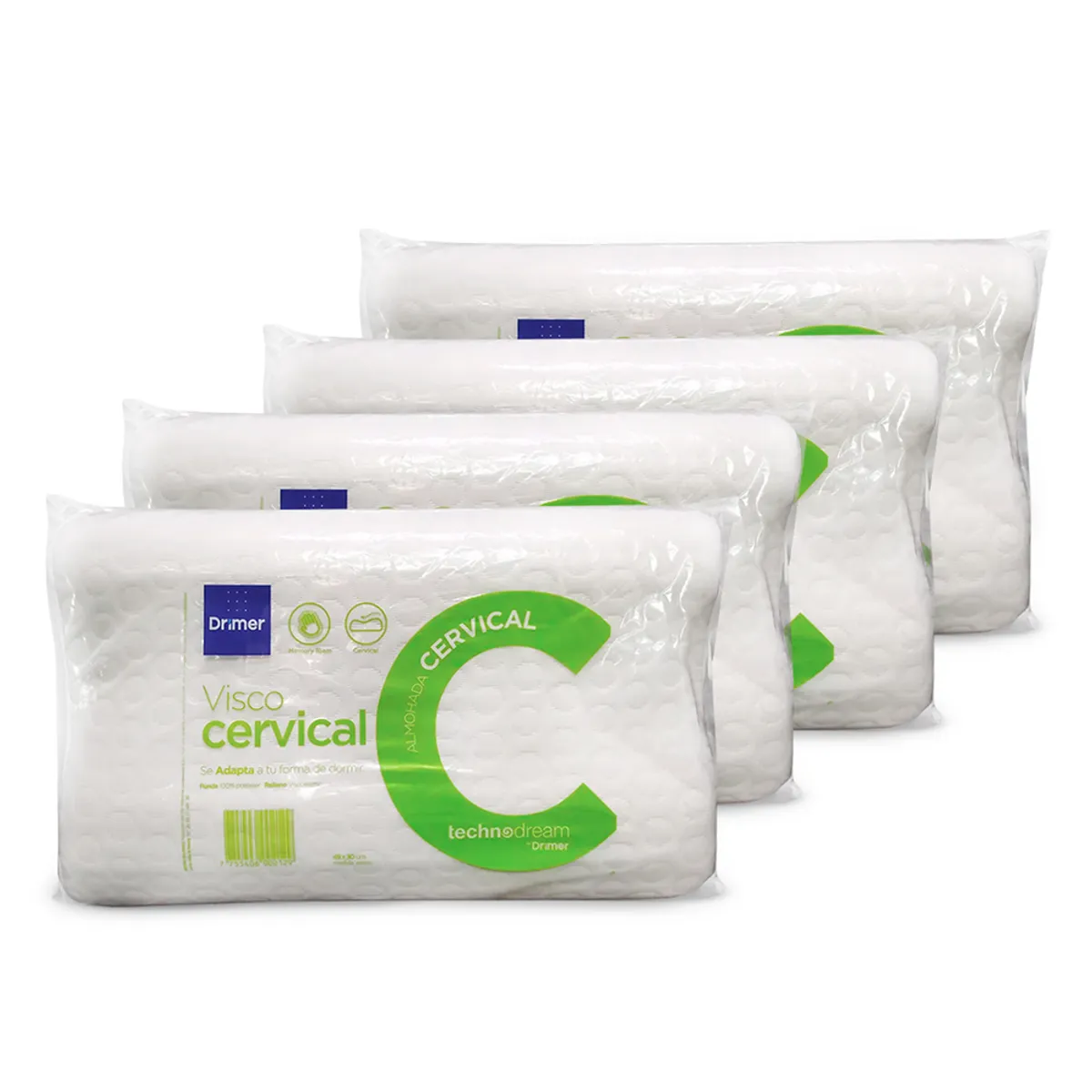 TECHNODREAM BY DRIMER - Pack x 4 Almohadas Visco Cervical 50X30cm