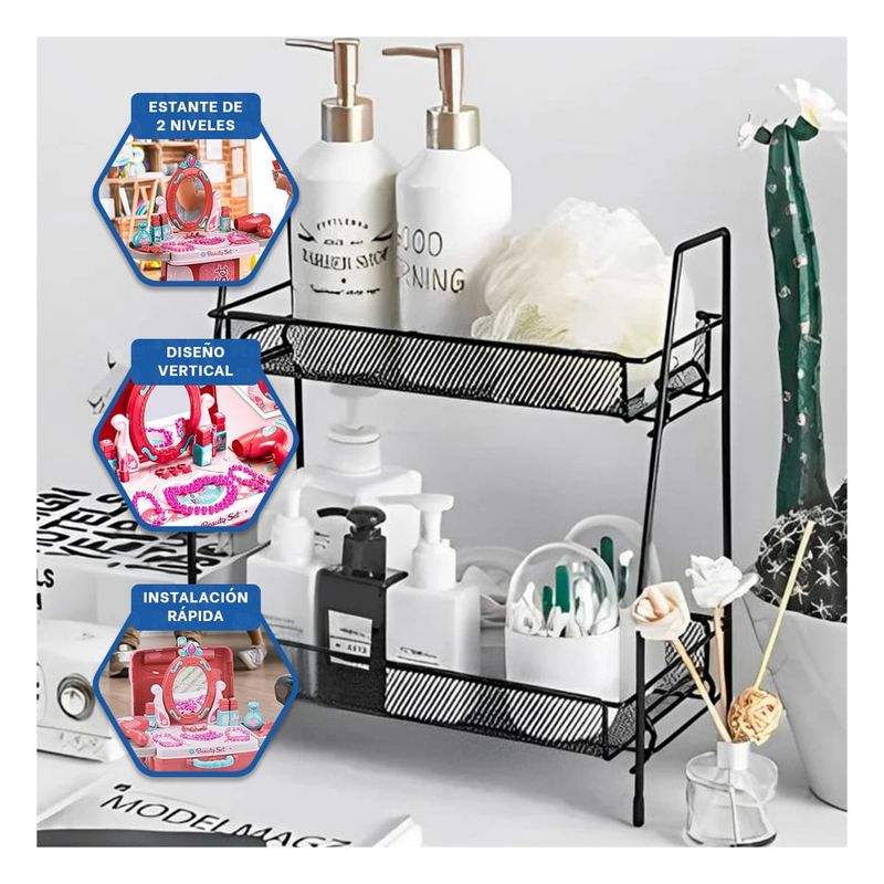 GENERICO - Pack4 Estante Sencillo 2 N en Negro Y+Regalo Stickers