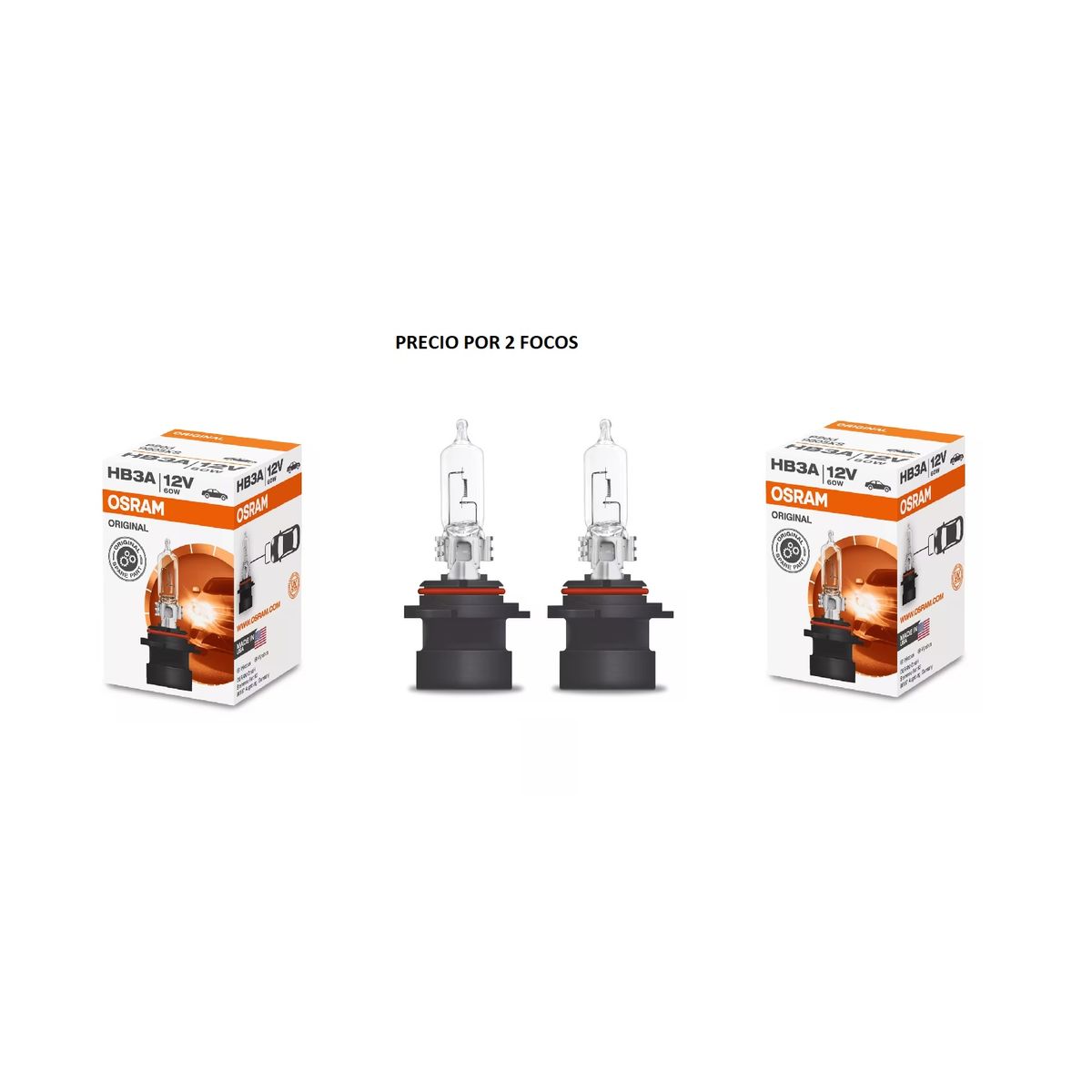 SYLVANIA - Foco HB3XS   9005XS  (2 Unidades ) Halógeno 12V 60W P20d  (OSRAM - SYLVANIA )