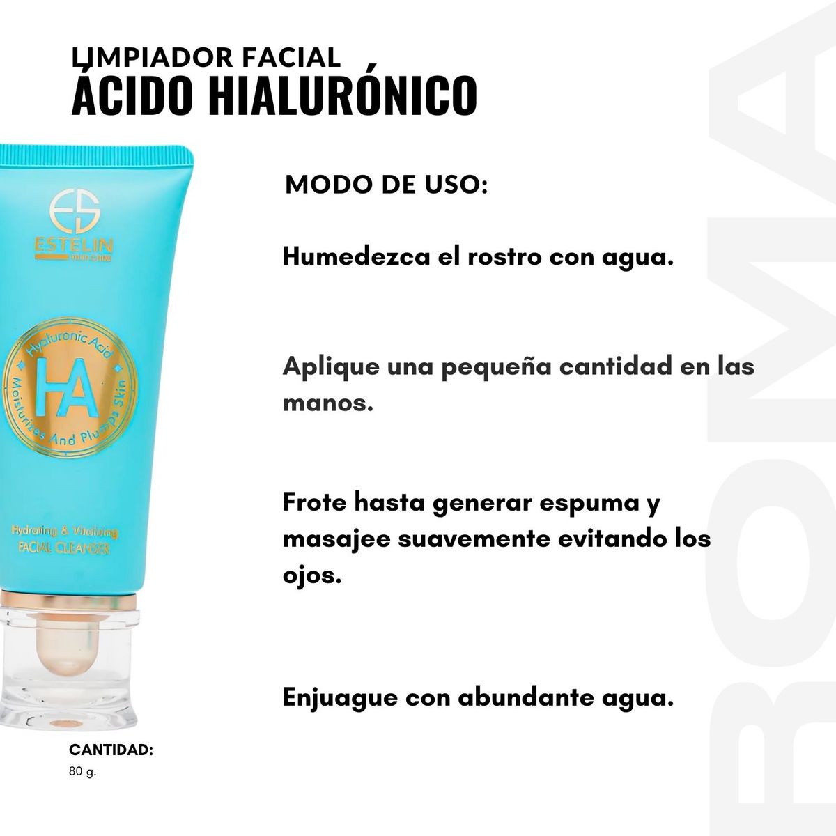 GENERICO - PACK 2 LIMPIADOR FACIAL ÁCIDO HIALURÓNICO 80G ESTELIN