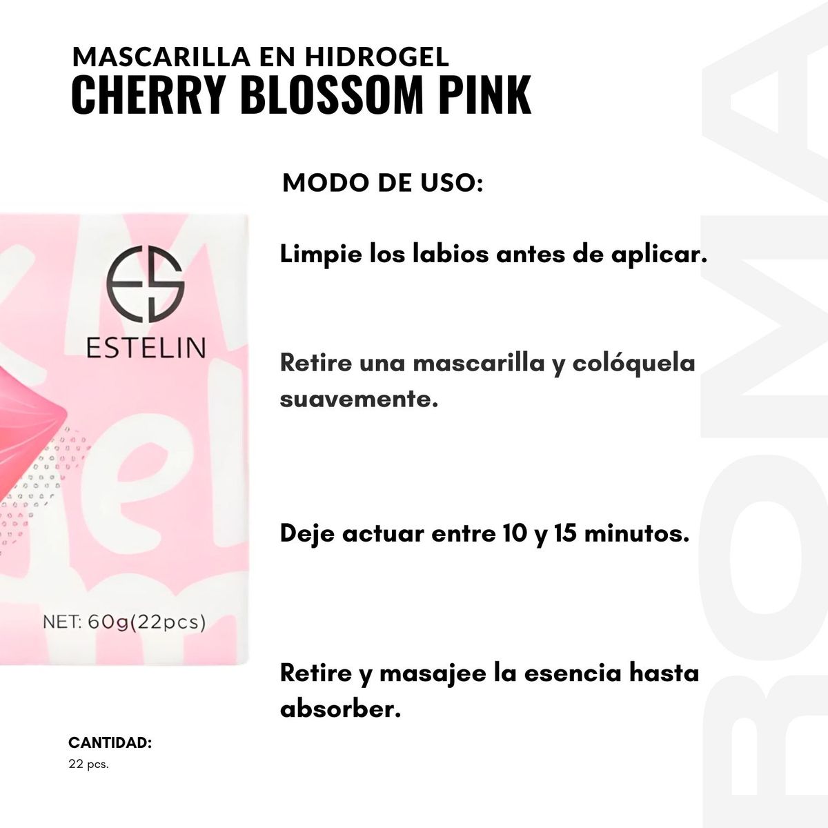 GENERICO - PACK 3 MASCARILLA EN HIDROGEL CHERRY BLOSSOM PINK 22PCS ESTELIN