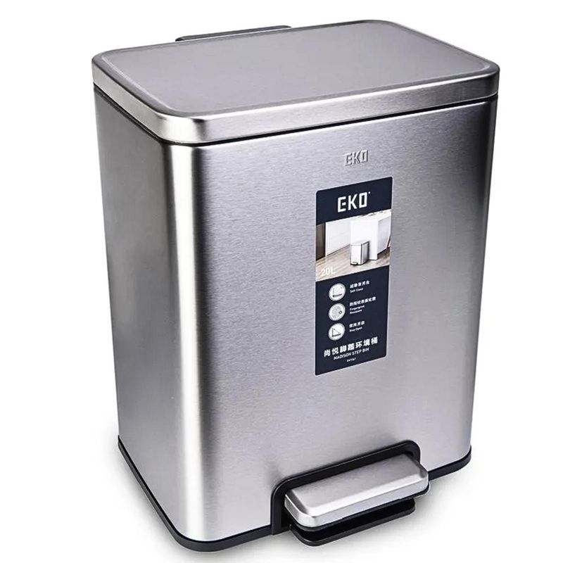 EKO - Papelera con pedal de Acero Inoxidable 20L-Eko