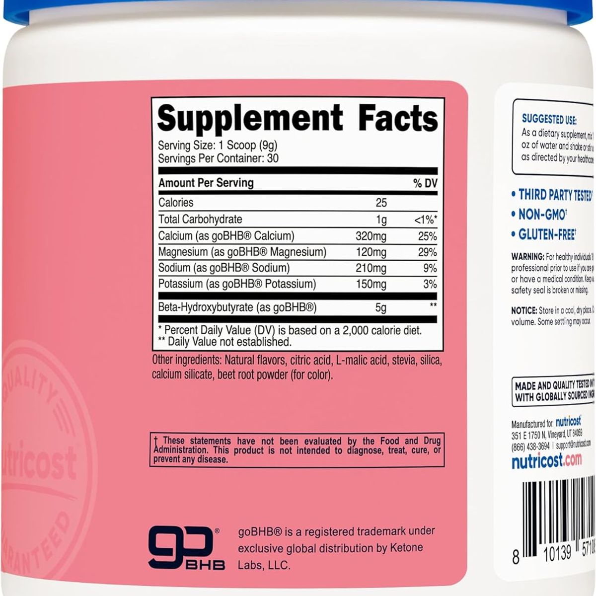 NUTRICOST - BHB Sales Minerales calcio magnesio electrolitos