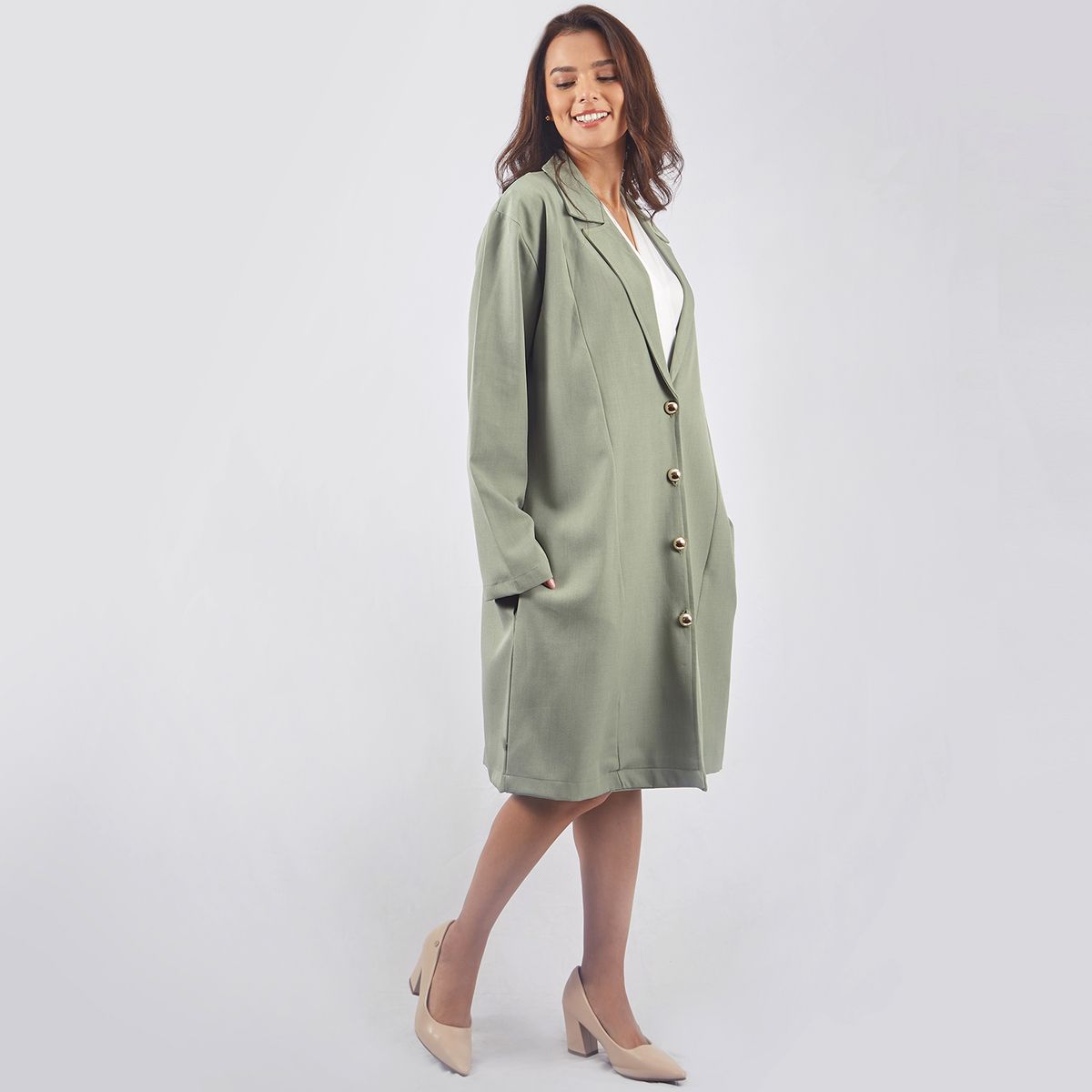 DOLCATTA - Saco Dariela - Green Olive Color - Dolcatta