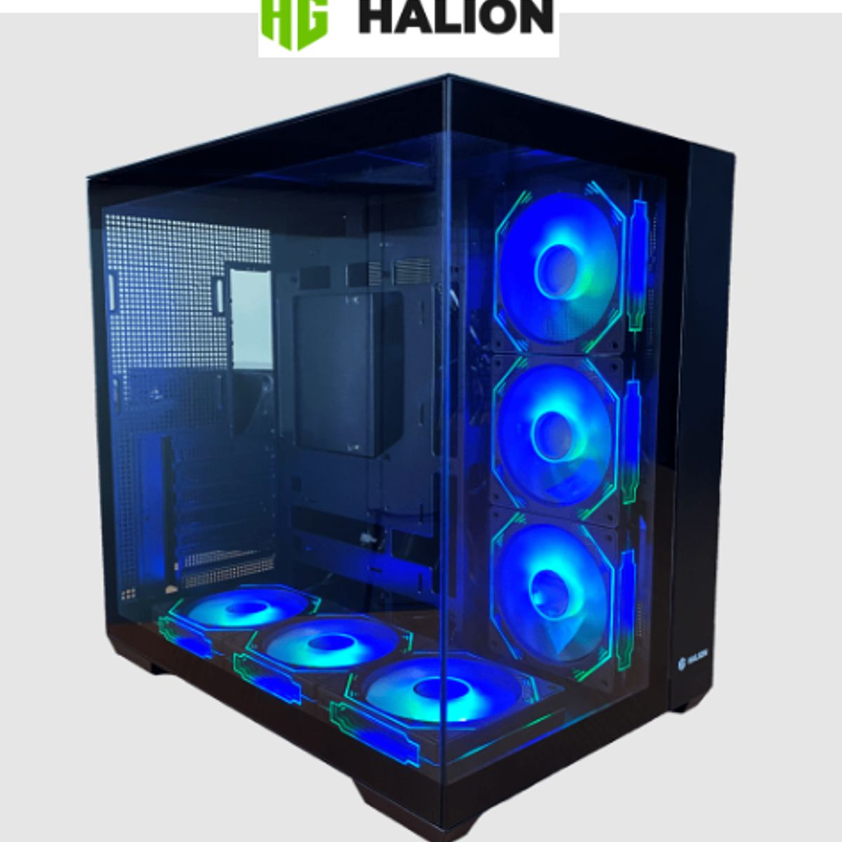 HALION - Case Gamer FISH TANK C708 Panel Lateral Vidrio Templado HALION