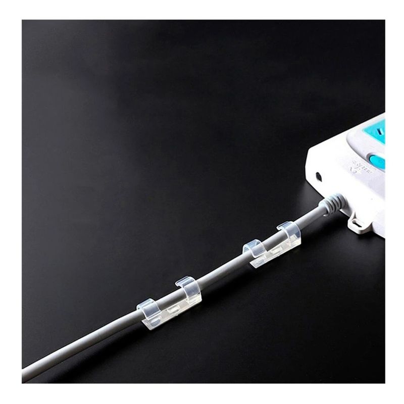 GENERICO - Pack4 Clips Cables 16 Pzas en Transparente Y+Regalo Stickers