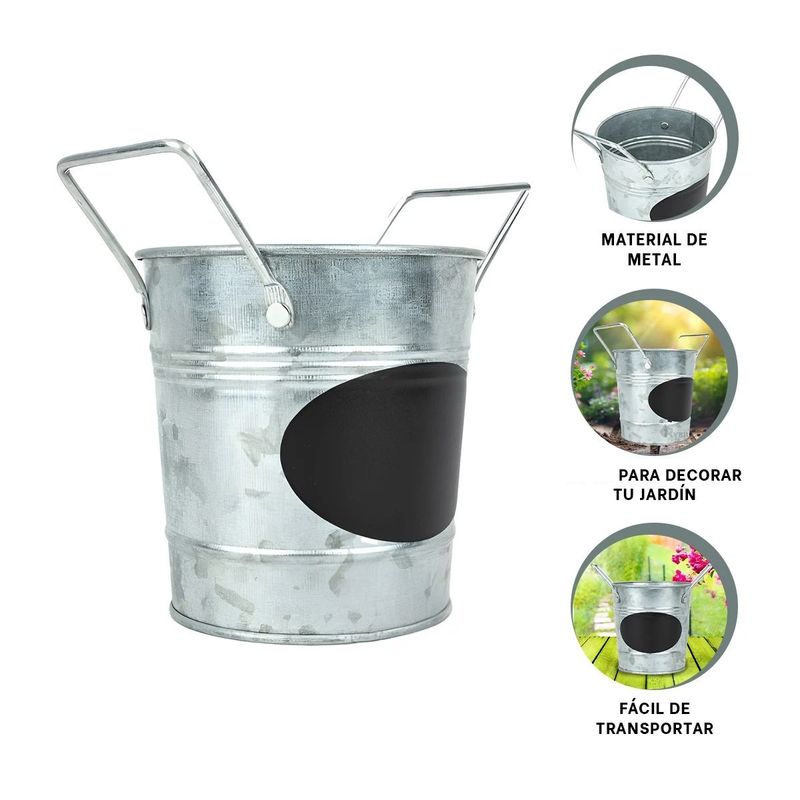 GENERICO - Macetero Apuntes en Ovalado Plateado Y+Papel de Regalo