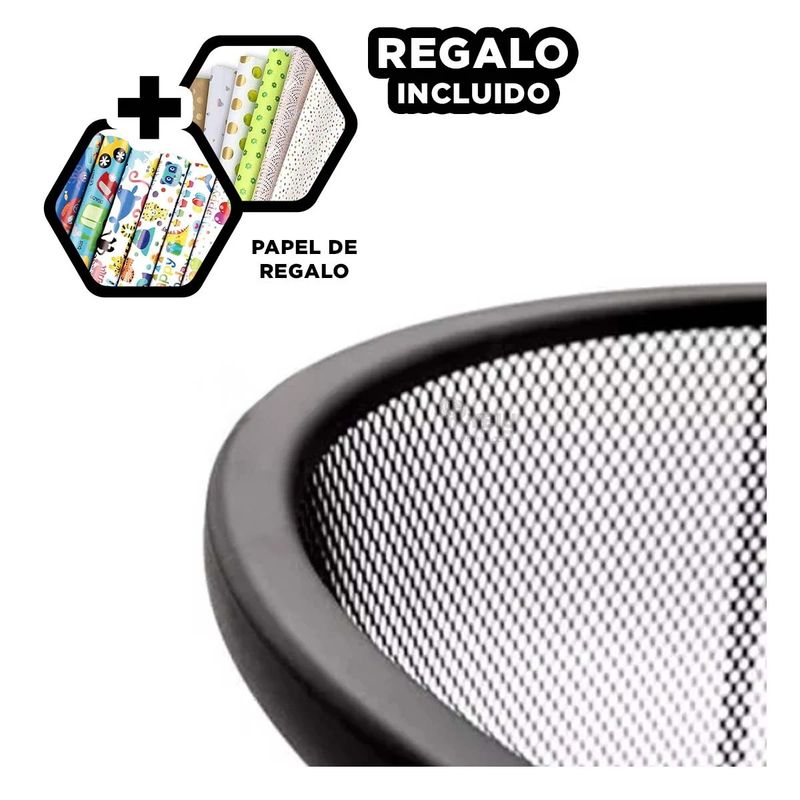 GENERICO - Pack12 Tacho para Oficina Circular Negro Y+Papel de Regalo