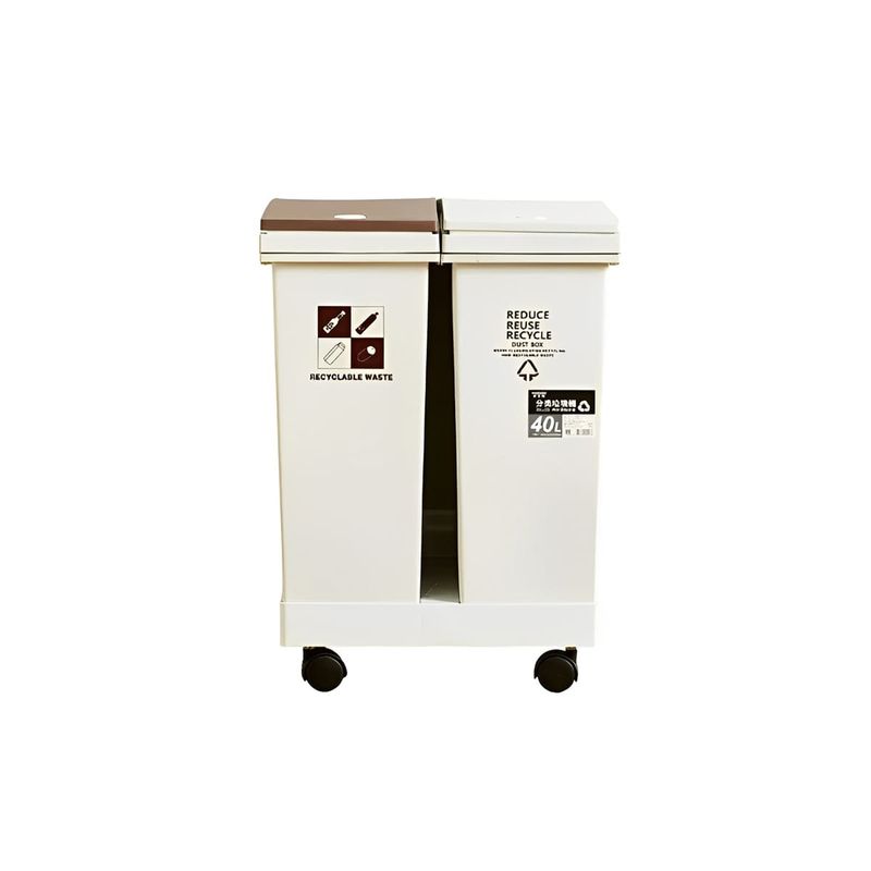 GENERICO - Tacho Doble para Basura de Cocina 24L en Color Blanco