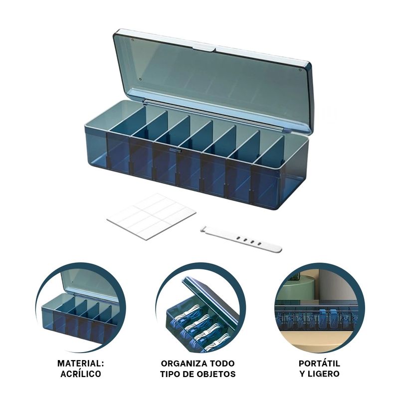 GENERICO - Pack4 Contenedor de Uso Variado y Elegante en Color Azul