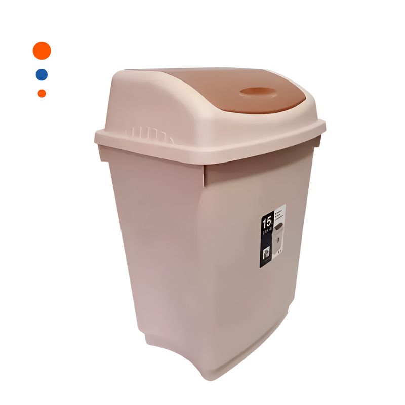 GENERICO - Tacho de Residuos con Tapa Vaiven de 15L en Color Marron