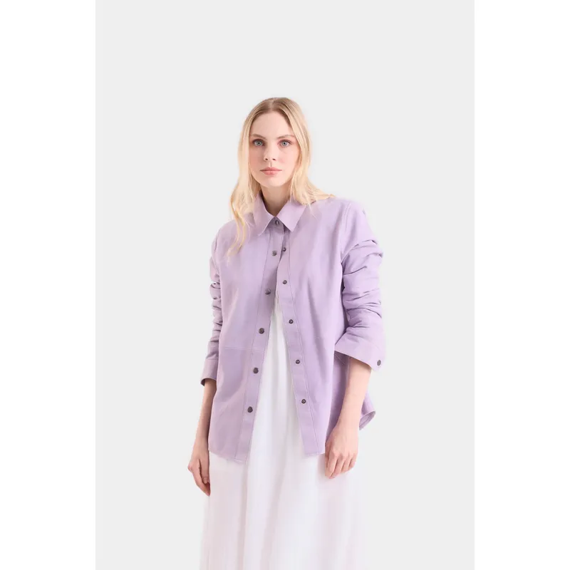 VELEZ - Vélez Camisa Thaila De Cuero Gamuza Mujer Fit Holgado Lila