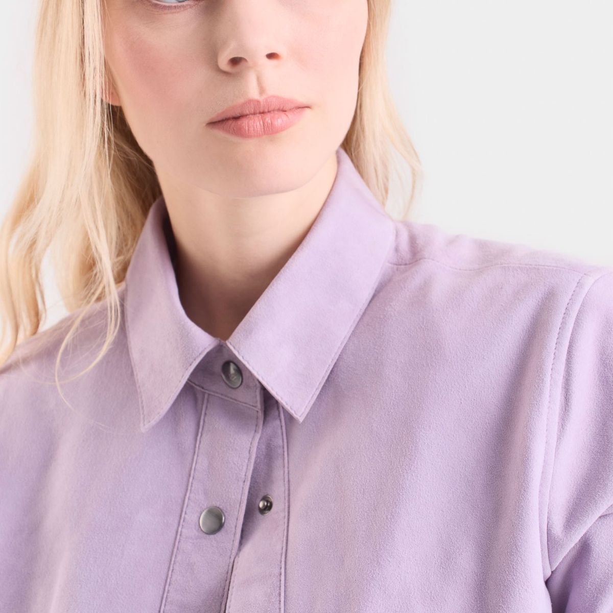 VELEZ - Vélez Camisa Thaila De Cuero Gamuza Mujer Fit Holgado Lila