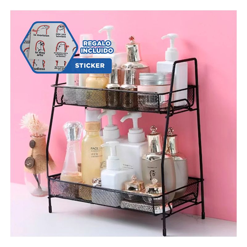 GENERICO - Pack4 Estante Sencillo 2 N en Negro Y+Regalo Stickers