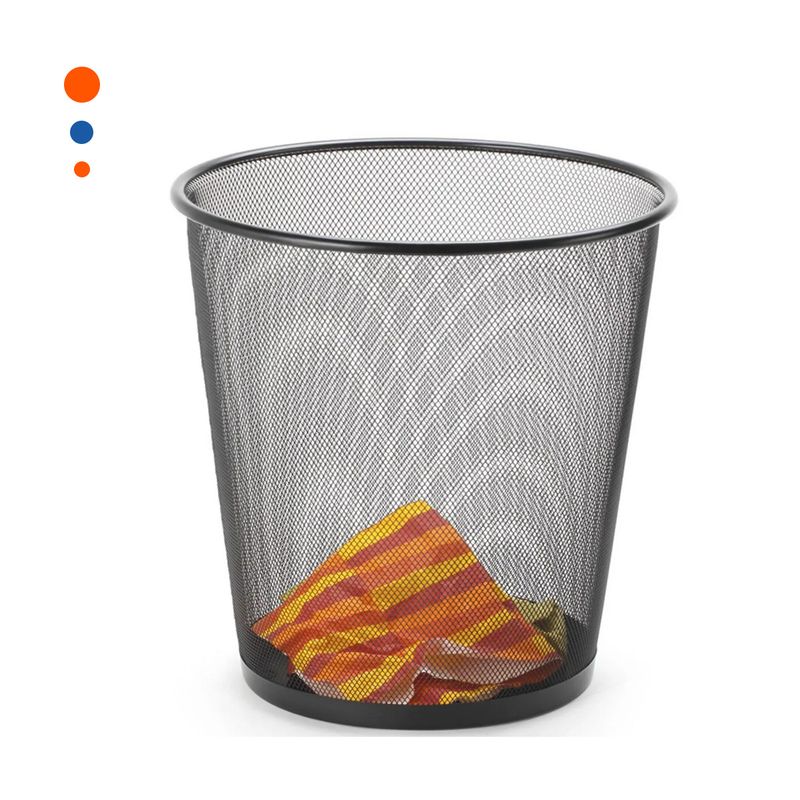 GENERICO - Tacho de Residuos de Malla Metalica 25x275cm en Negro