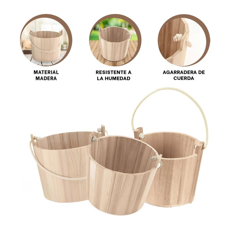 GENERICO - Pack4 Cubeta Funcional con Cuerda 16x16cm Y+Regalo Stickers