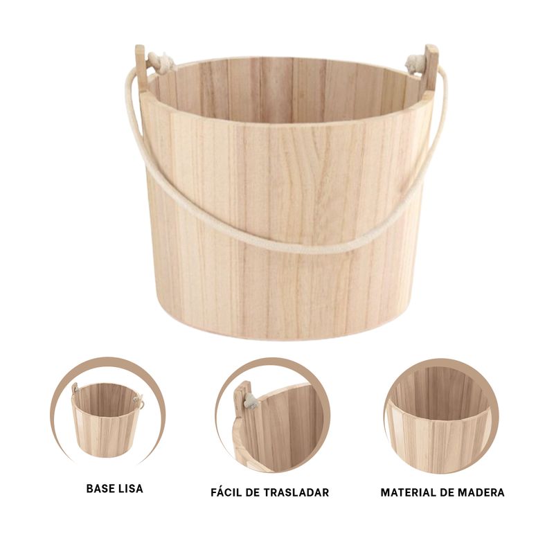 GENERICO - Cubeta Rustica con Agarradera de Cuerda Y+Papel de Regalo