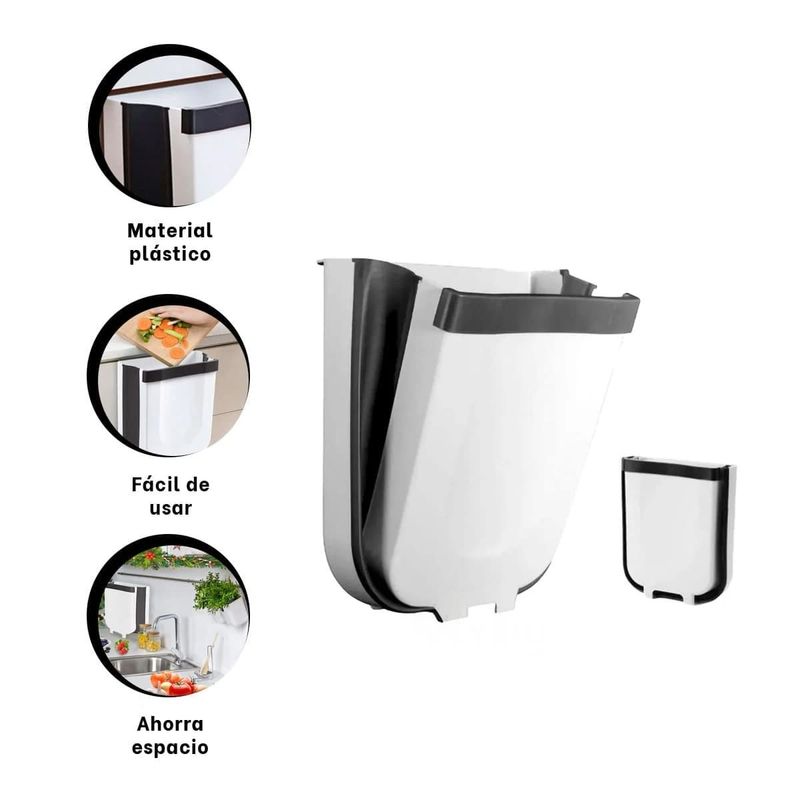 GENERICO - Pack2 Tacho Plegable para el Hogar y la Cocina Color Blanco