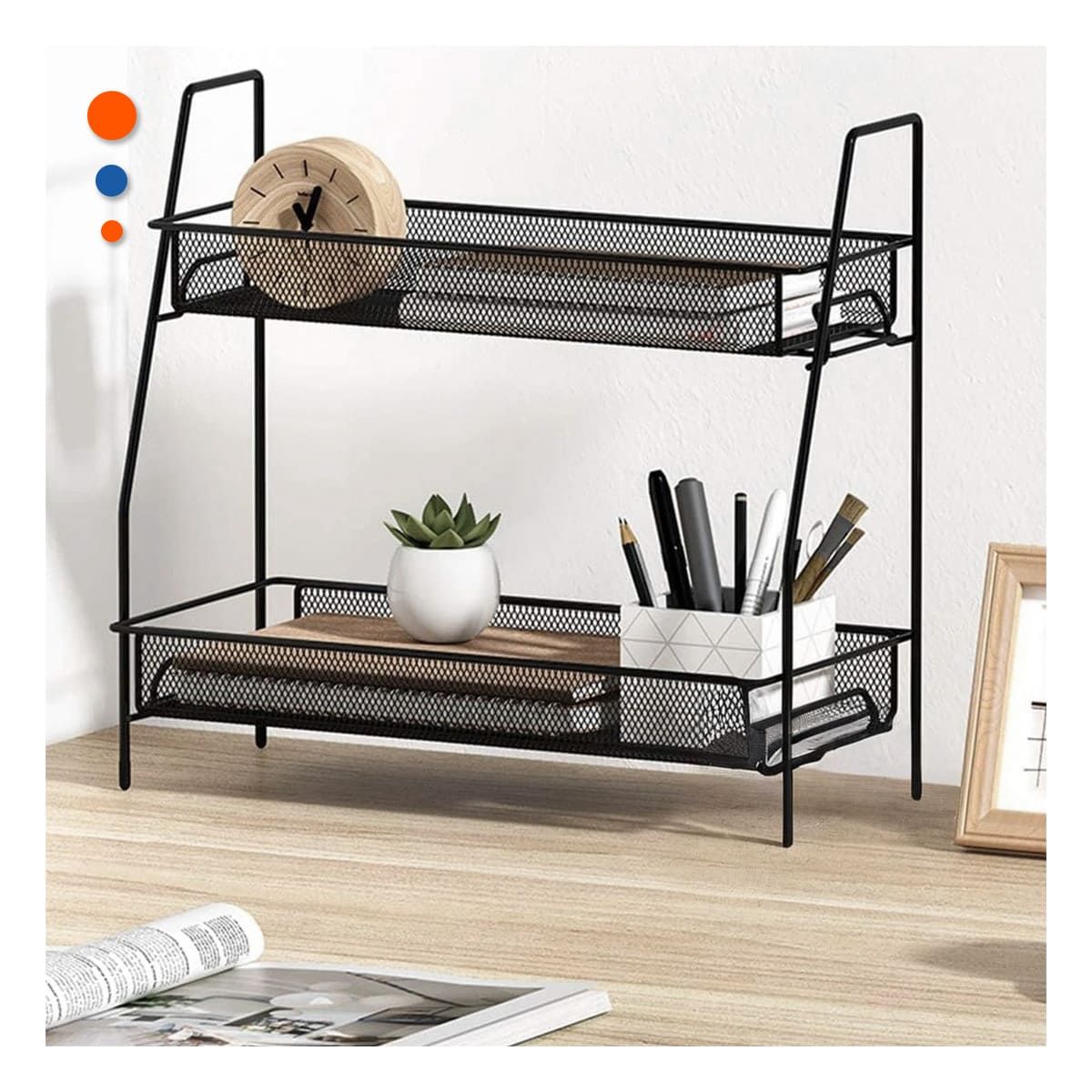 GENERICO - Pack2 Estante Sencillo 2 N en Negro Y+Regalo Stickers