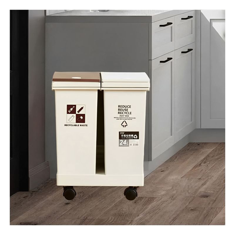 GENERICO - Tacho para Limpieza de Cuarto 24L Blanco Y+Regalo Stickers