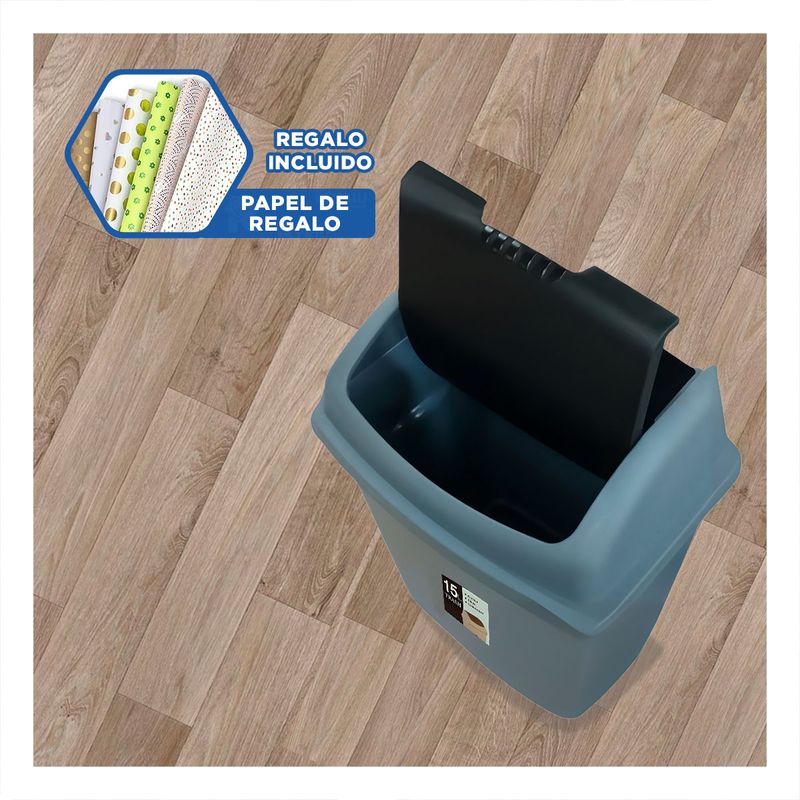 GENERICO - Pack12 Bote de 15L para Uso Diario en Azul Y+Papel de Regalo