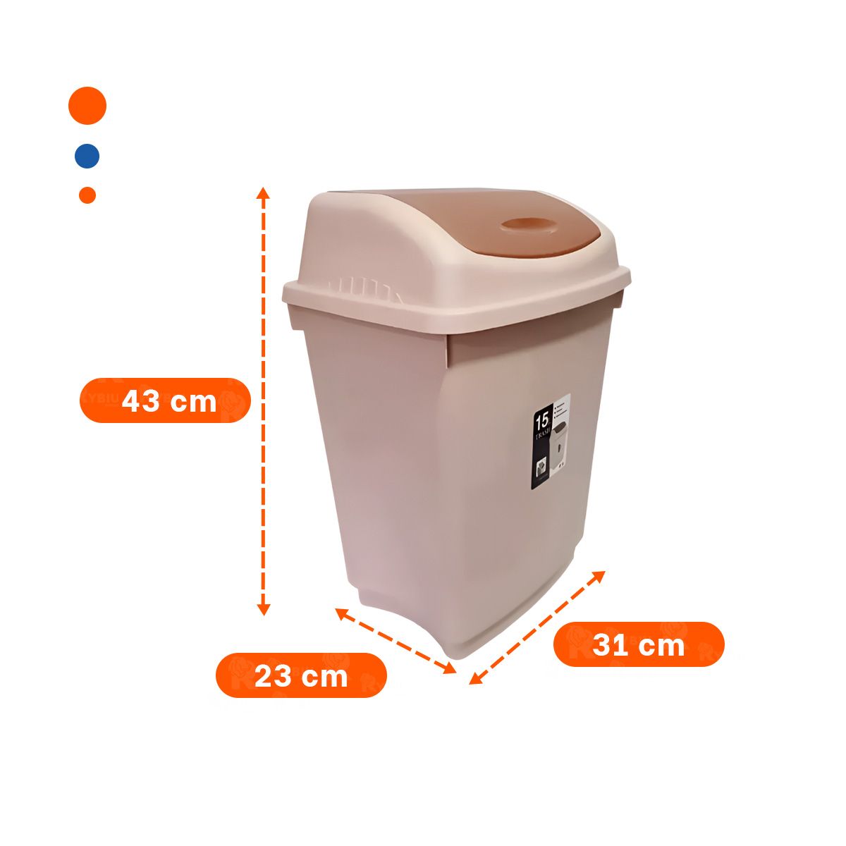 GENERICO - Tacho de 15L para Cocina en Marron Y+Papel de Regalo
