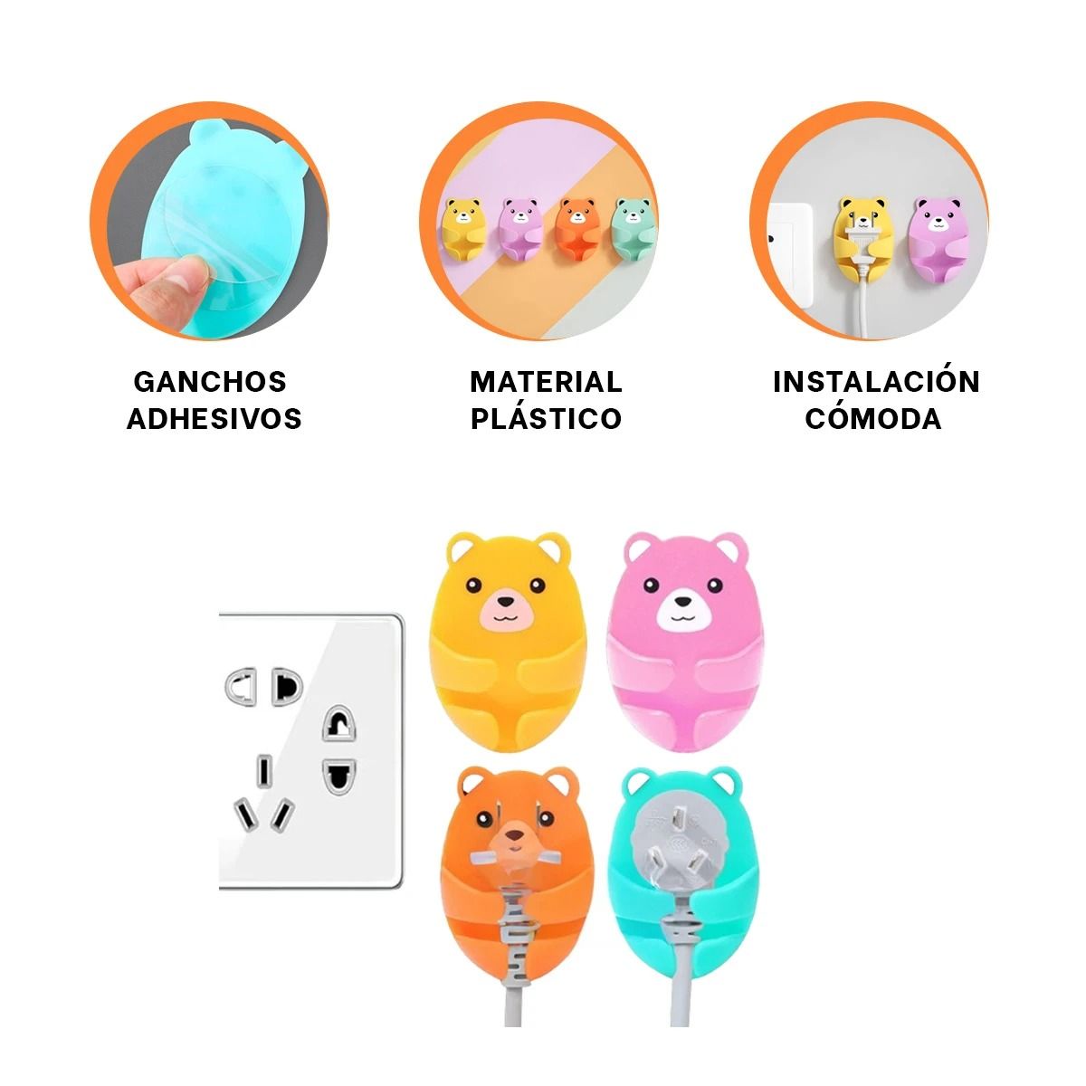 GENERICO - Pack4 Set 4 Adaptables para Enchufes Y+Regalo Stickers