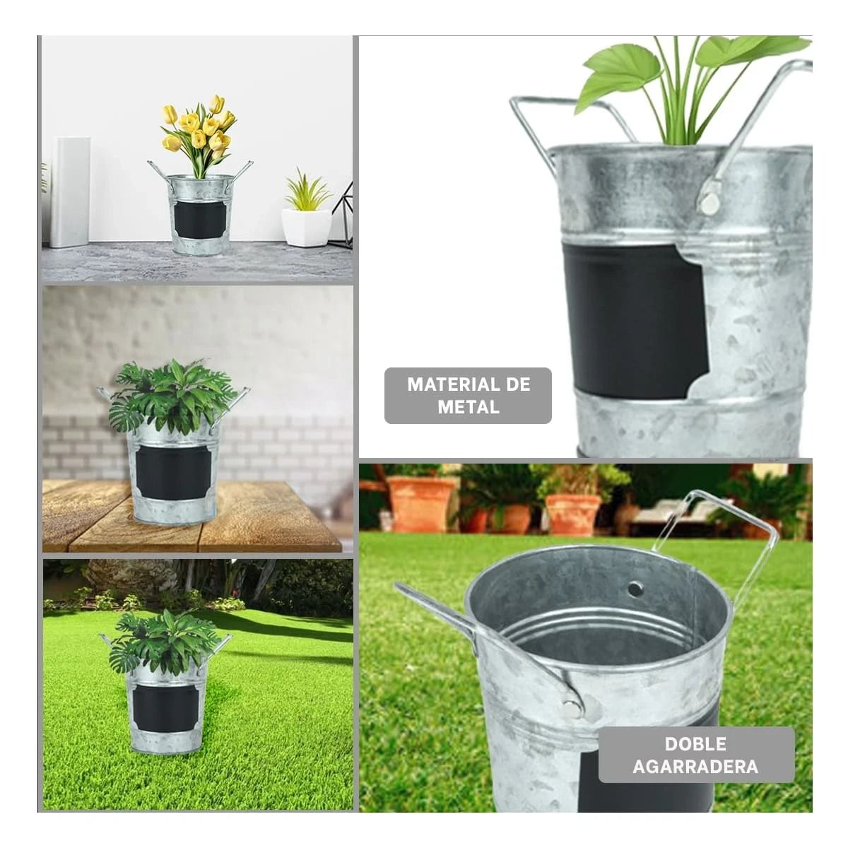 GENERICO - Pack4 Macetero Cuadro Apuntes en Plateado Y+Regalo Stickers