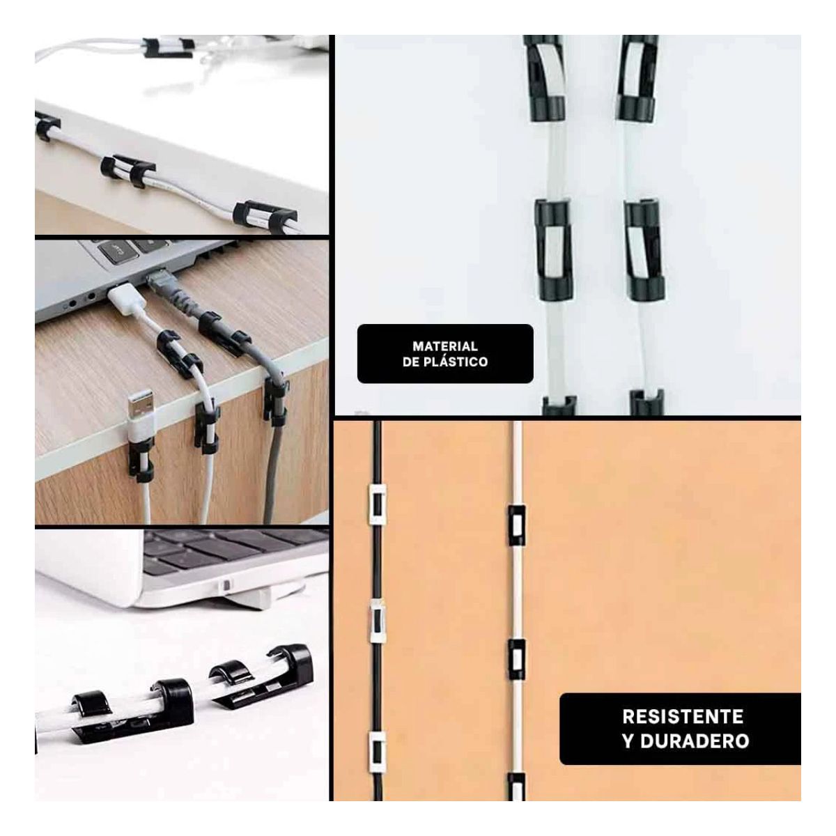 GENERICO - Pack2 Clips para Organizar 16 Pzas Negro Y+Regalo Stickers