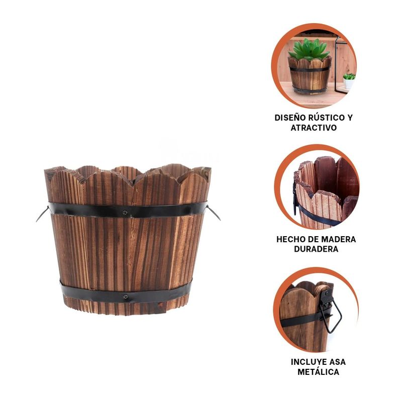 GENERICO - Pack2 Macetero de Flores 12cm Marron Y+Regalo Stickers