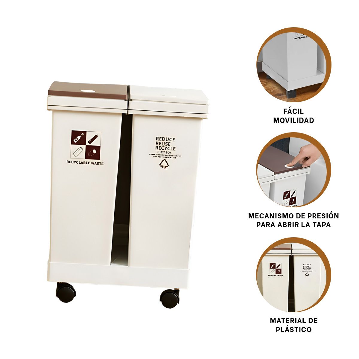 GENERICO - Pack2 Tacho para Limpieza 40L Blanco Y+Regalo Stickers