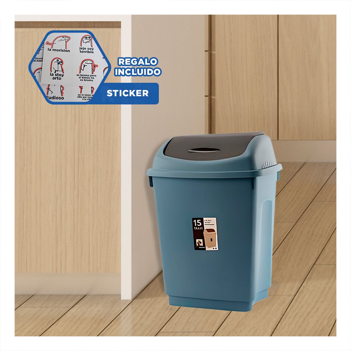 GENERICO - Pack12 Bote Practico con Vaiven en Azul Y+Regalo Stickers