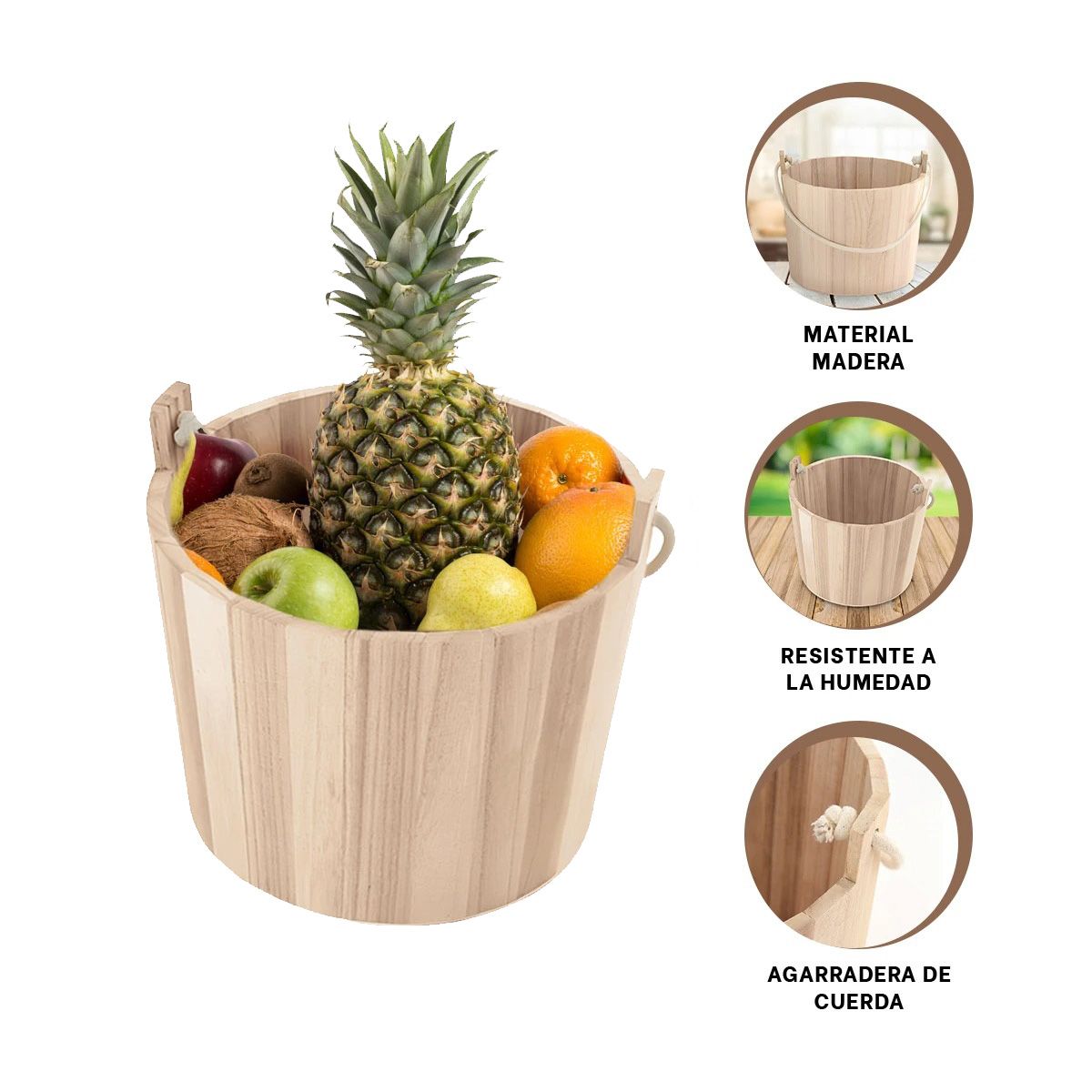 GENERICO - Cubeta Funcional con Cuerda en 16x16cm Y+Papel de Regalo