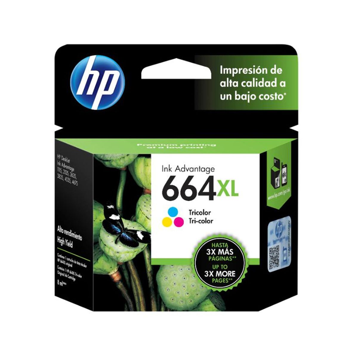 HP - CARTUCHO DE TINTA HP 664XL F6V30AL TRICOLOR 8ML. 2135, 2615