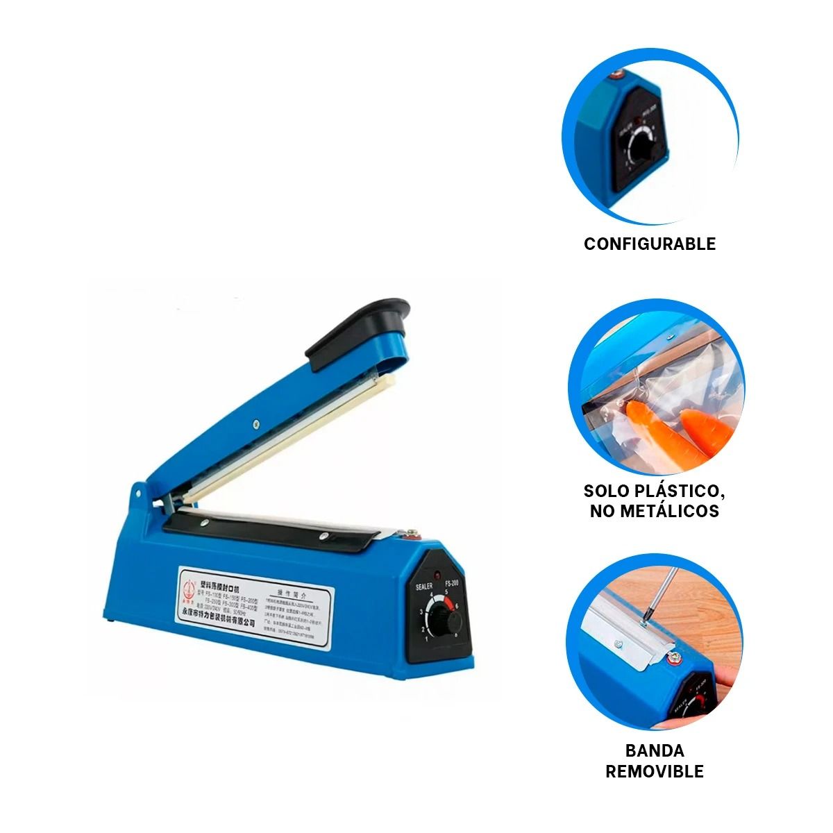 GENERICO - Sellador Compacto de 200mm Azul Y+Papel de Regalo