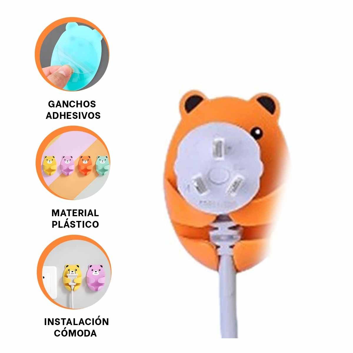 GENERICO - Conjunto de 4 Ganchos en Tono Multicolor Y+Ligas de Regalo