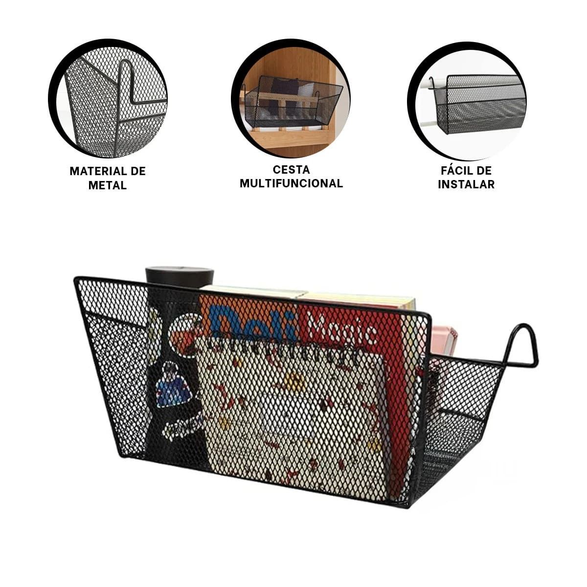 RYBIU IMPORT - Pack4 Cesta Versatil de Puerta en Negro Y+Regalo Stickers