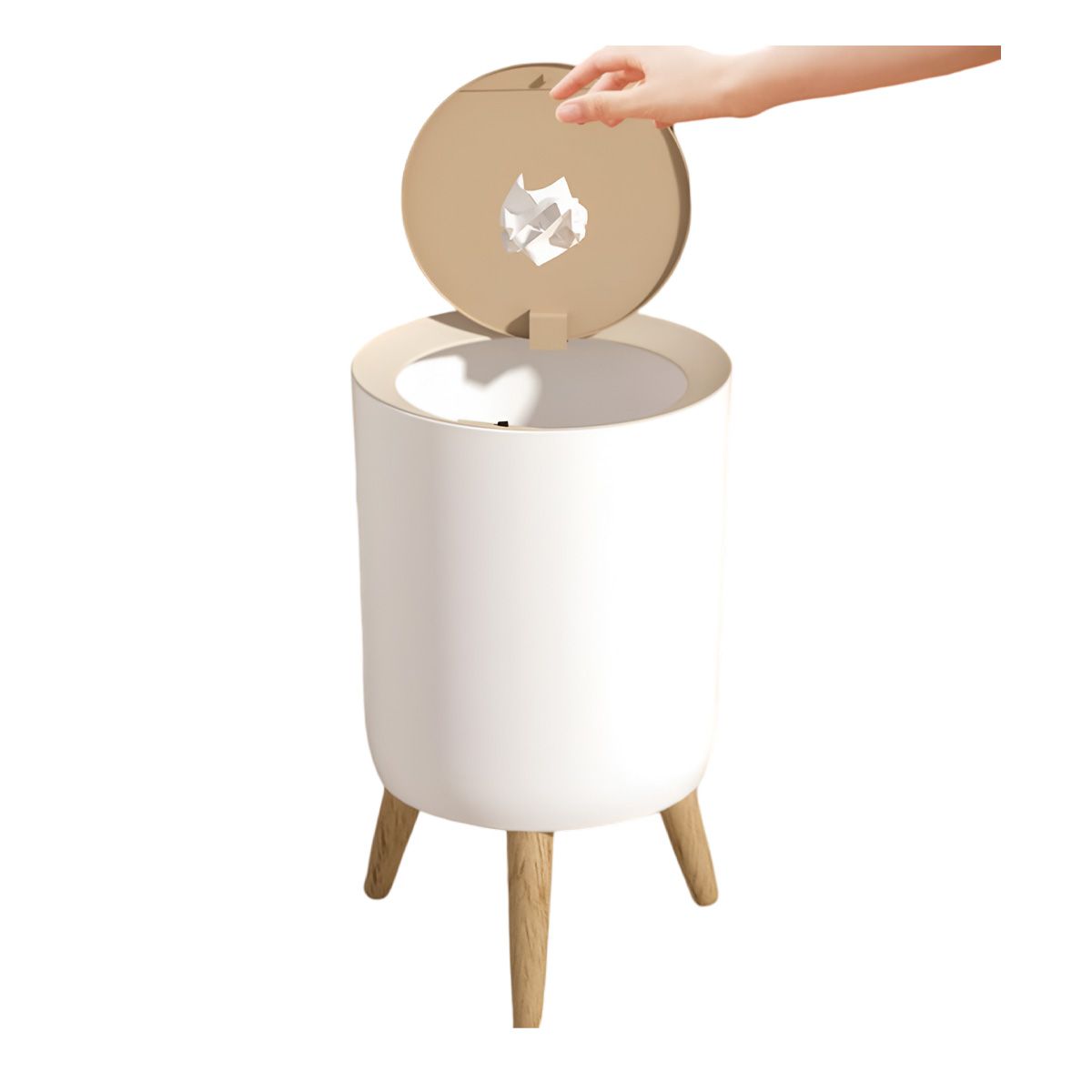 RYBIU IMPORT - Pack4 Tacho para Basura con Estilo Crema Y+Regalo Stickers