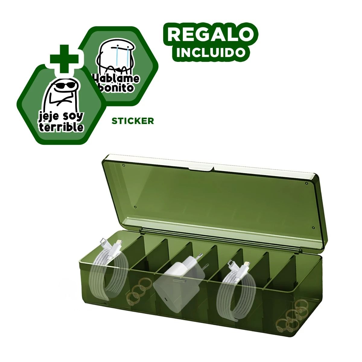 RYBIU IMPORT - Pack12 Contenedor Util para Guardar Verde Y+Regalo Stickers