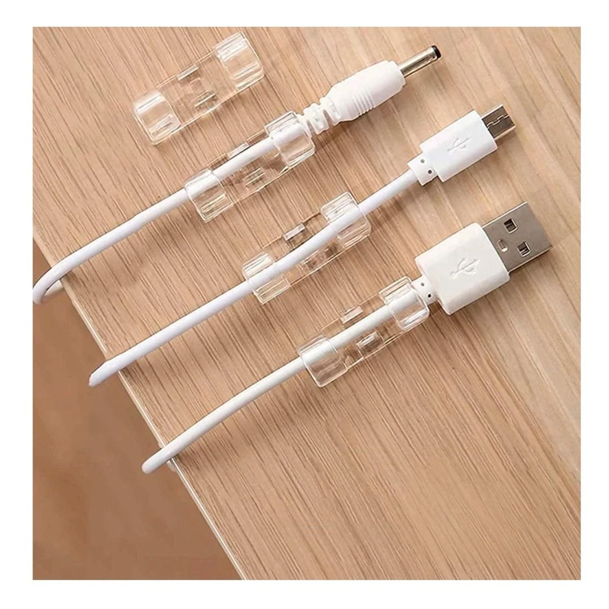 GENERICO - Pack4 Clips Cables 16 Pzas en Transparente Y+Regalo Stickers
