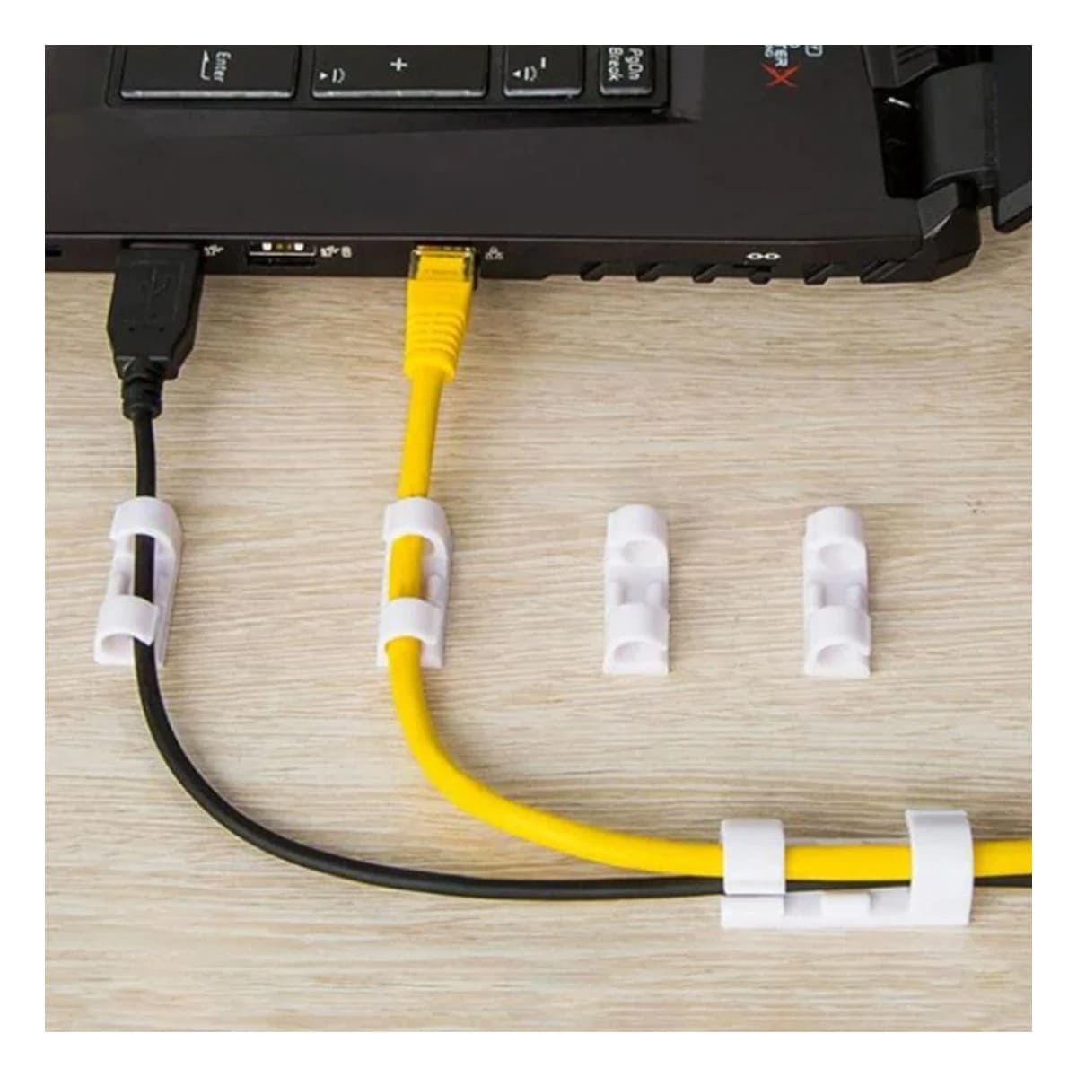 GENERICO - Pack12 Organizador de 16 Cables Blanco Y+Regalo Stickers