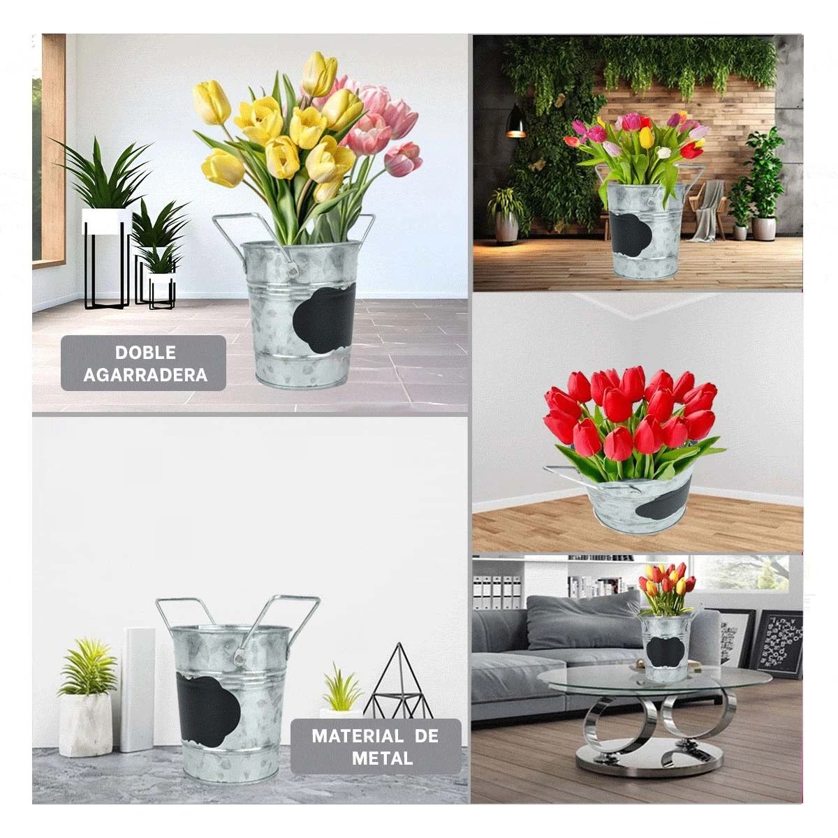 GENERICO - Pack2 Macetero Nota Nube en Plateado Y+Papel de Regalo