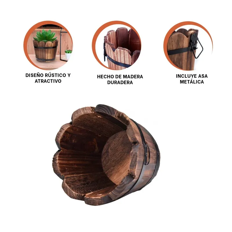 GENERICO - Pack2 Macetero de Flores 12cm Marron Y+Regalo Stickers