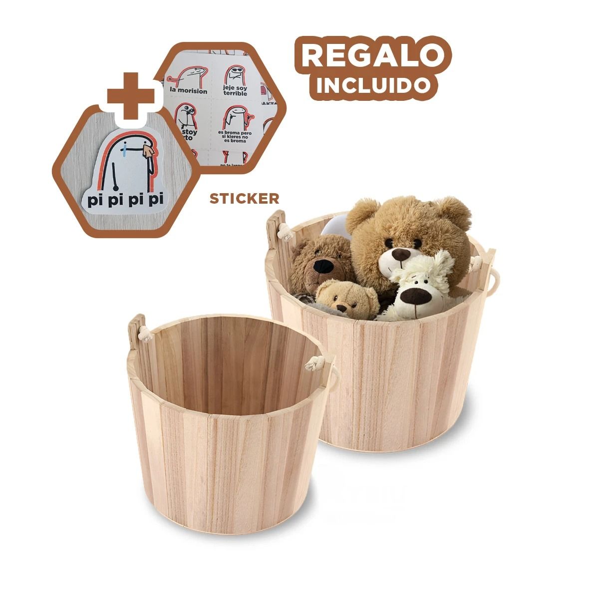 GENERICO - Pack6 Recipiente Idoneo en 20x18cm Y+Regalo Stickers