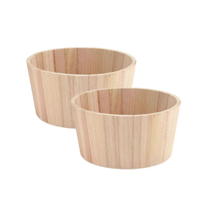 GENERICO - Pack2 Cubeta Funcional en Madera 20x10cm Y+Papel de Regalo